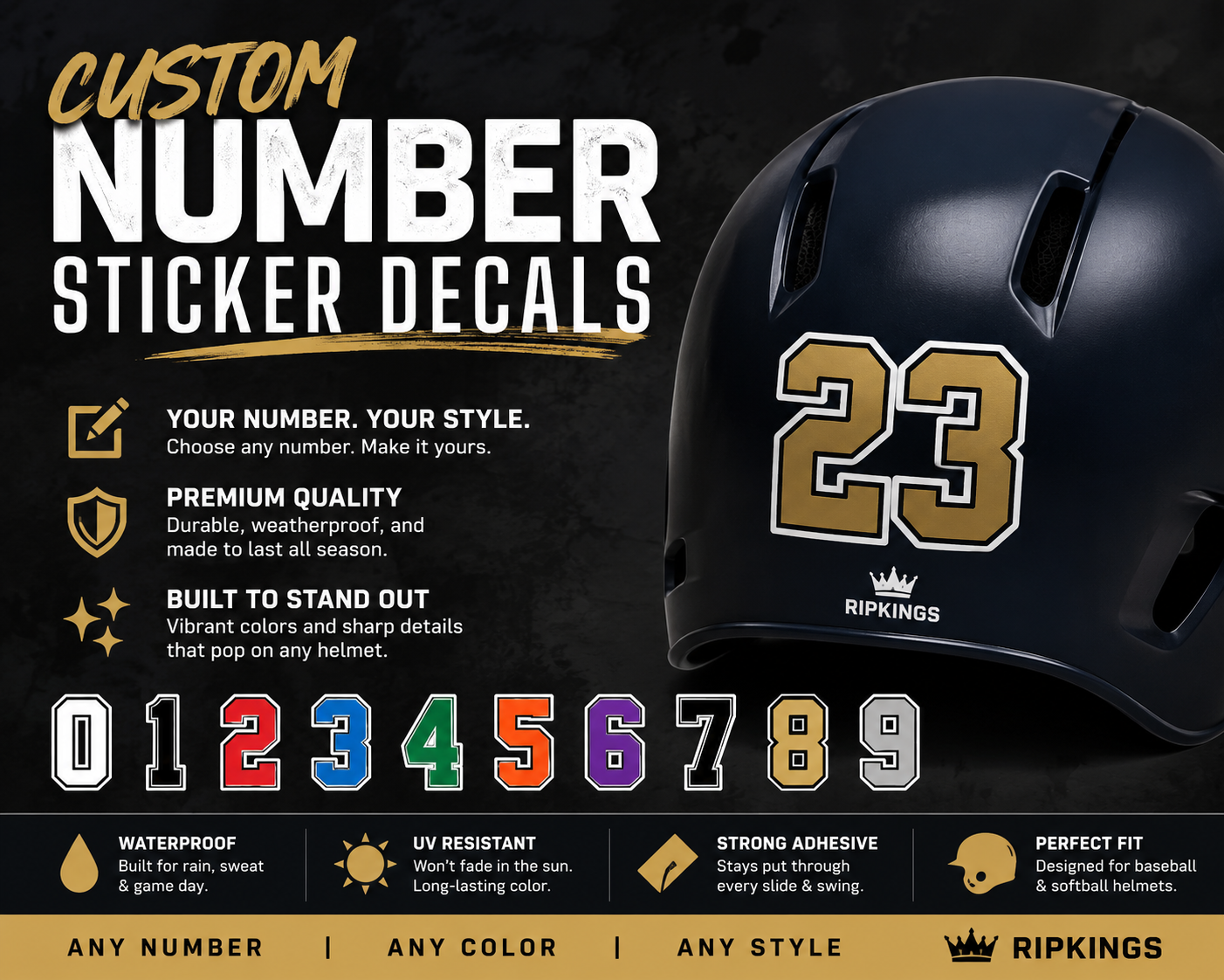 custom football helmet numbers 108 Pcs Sports Stickers they provide a professional Custom Number 1.25" Baseball/Softball/Football Helmet