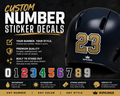RipKings premium custom player number helmet stickers starter pack with 12 adhesive decals on a white background.