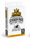Set of five RipKings Premium Helmet Stickers featuring bold, colorful designs for decorating skateboards, helmets, and accessories.