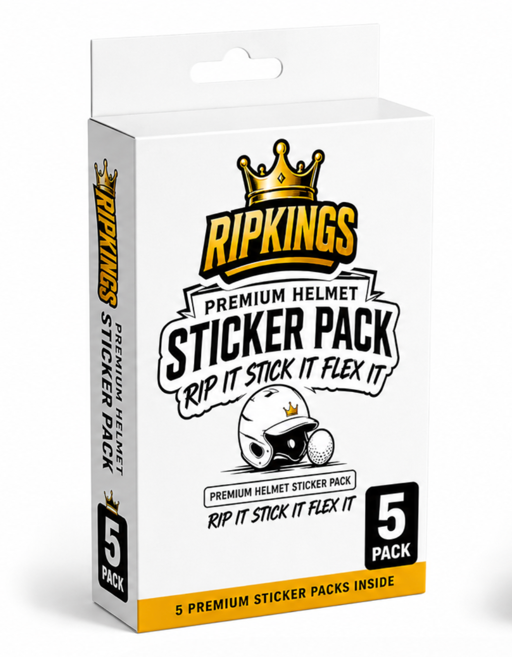 Set of five RipKings Premium Helmet Stickers featuring bold, colorful designs for decorating skateboards, helmets, and accessories.
